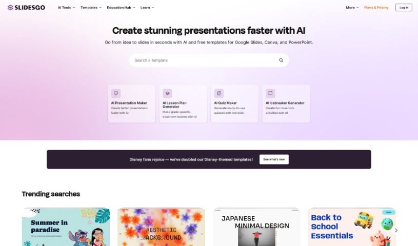 Screenshot of Slidesgo
