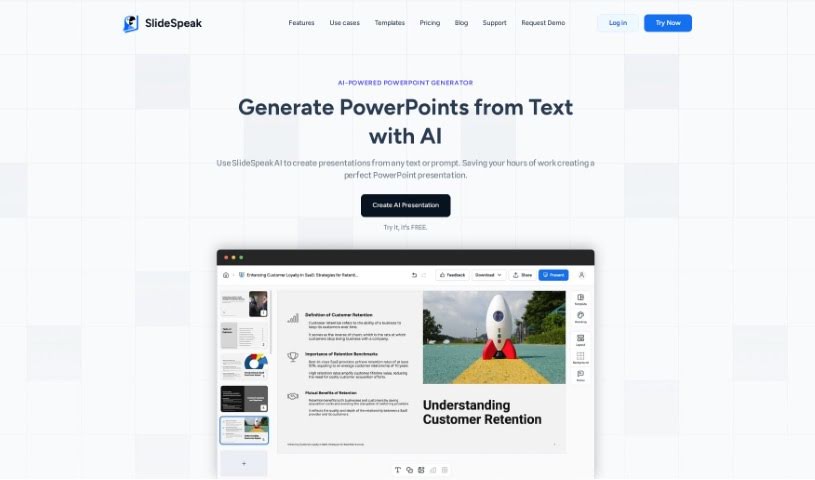 Screenshot of SlideSpeak AI Powerpoint Generator