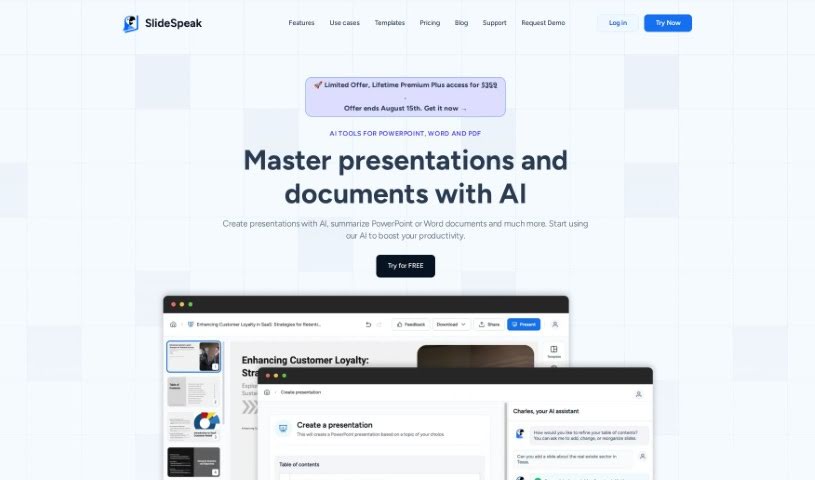 Screenshot of SlideSpeak