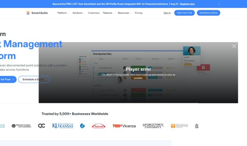 Screenshot of SmartSuite