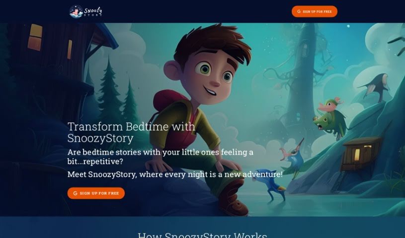 Screenshot of SnoozyStory