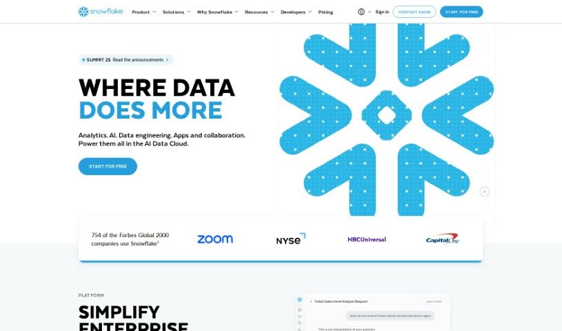 Screenshot of Snowflake