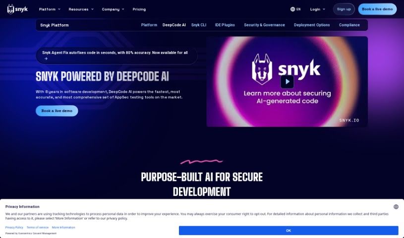 Screenshot of Snyk Deepcode AI