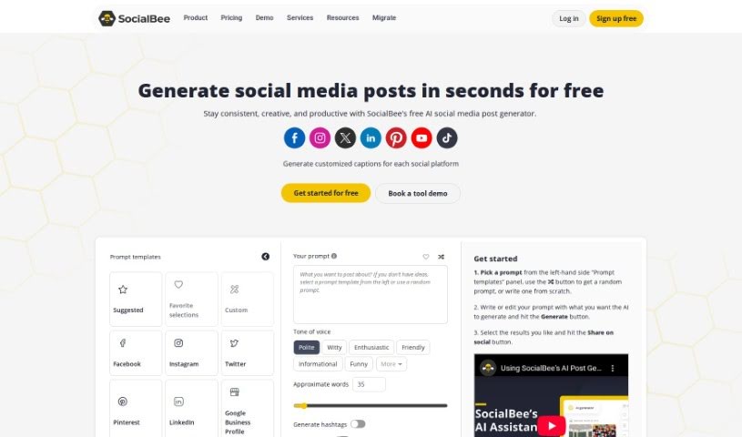 Screenshot of SocialBee AI Post Generator