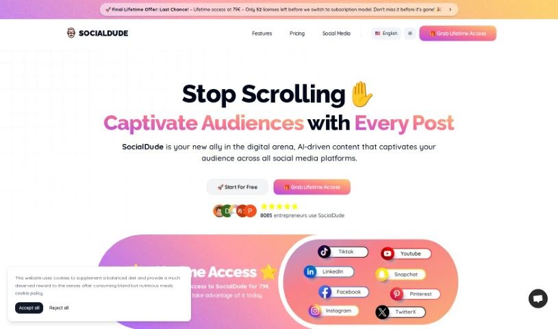 Screenshot of SocialDude