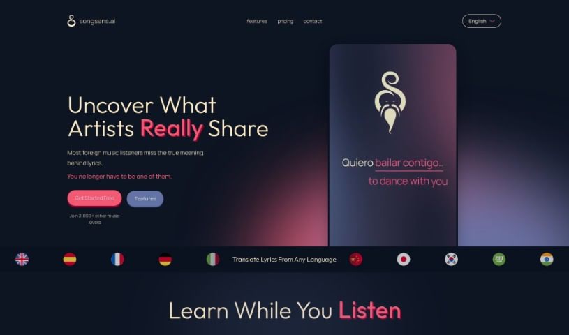 Screenshot of Songsens.ai