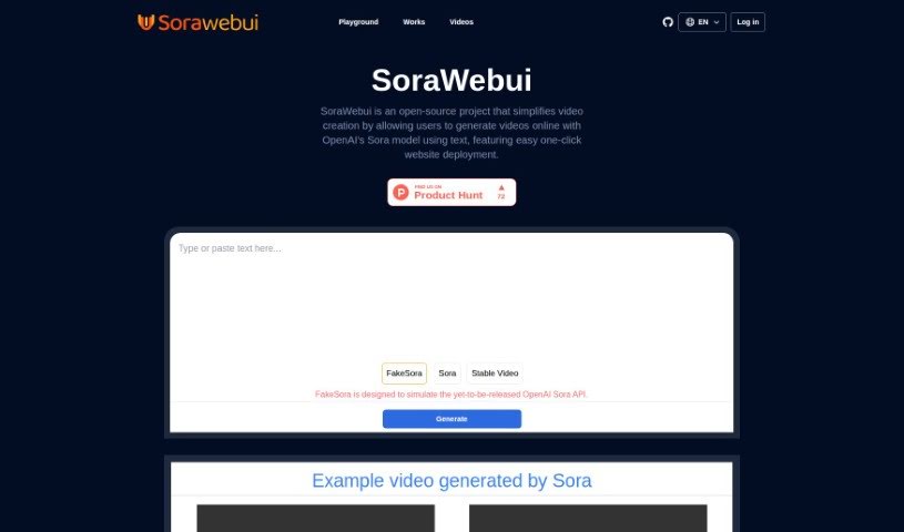 Screenshot of Sorawebui