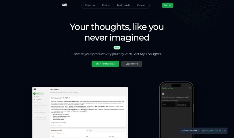 Screenshot of Sortmythoughts