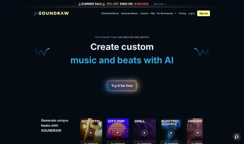 Screenshot of Soundraw