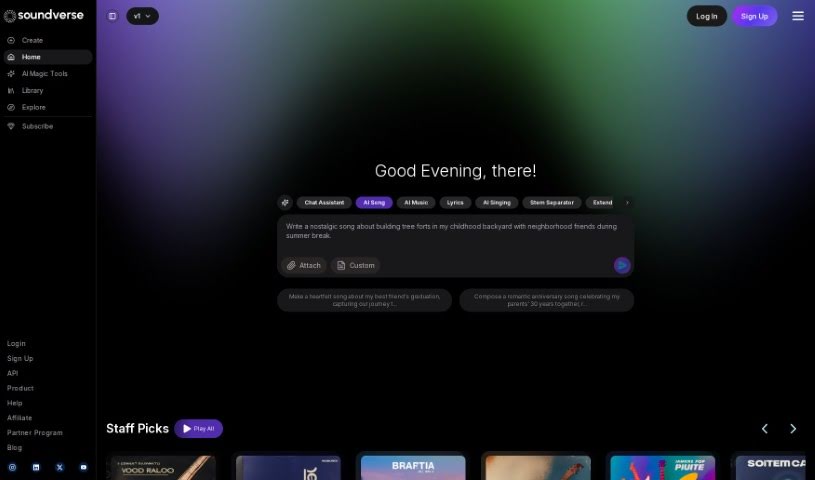 Screenshot of Soundverse AI