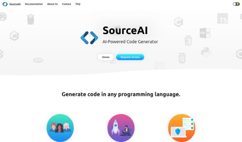 Screenshot of SourceAI