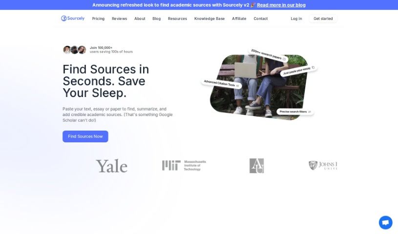 Screenshot of Sourcely