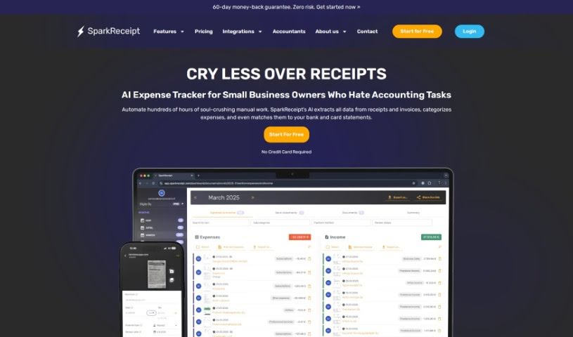 Screenshot of SparkReceipt