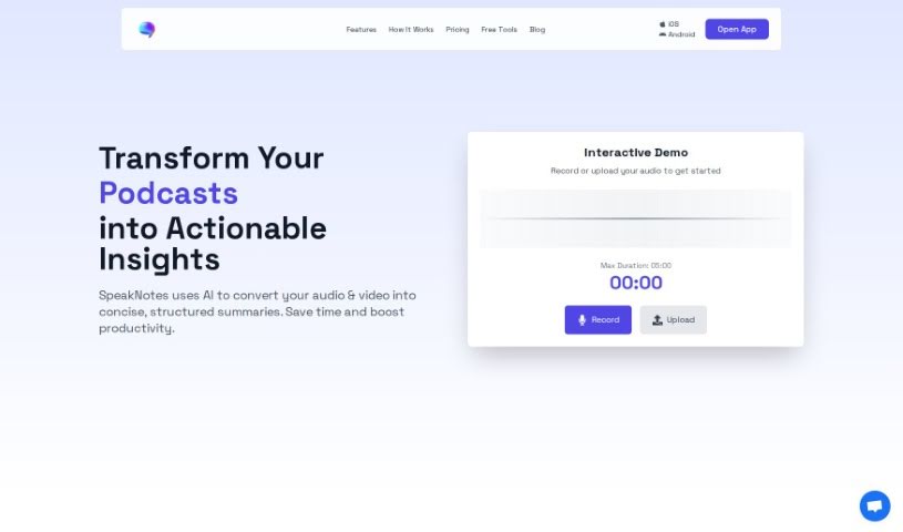 Screenshot of SpeakNotes