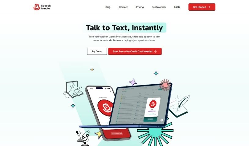 Screenshot of Speech To Note