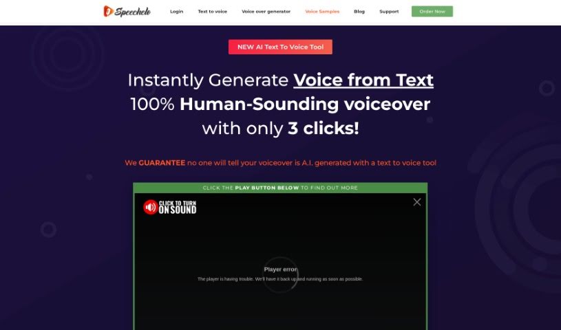 Screenshot of Speechelo