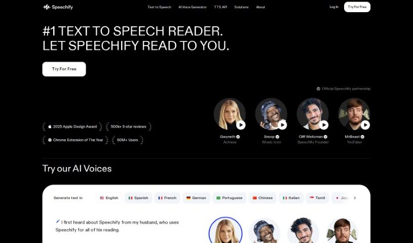 Screenshot of Speechify
