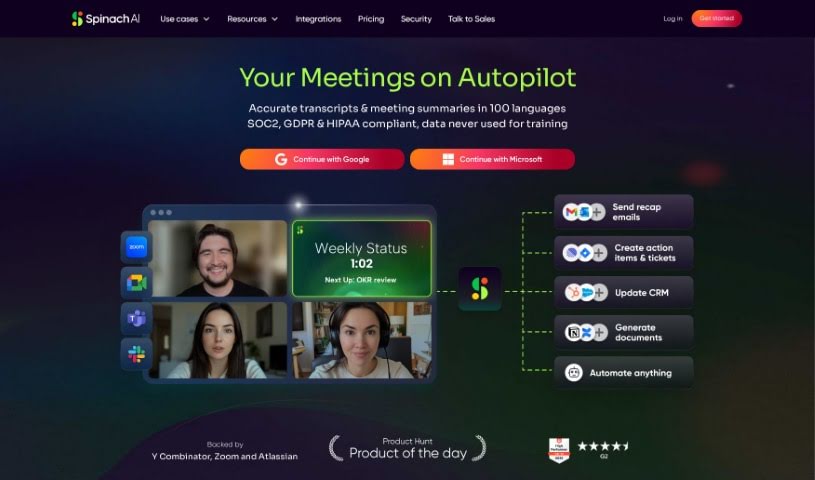 Screenshot of Spinach AI