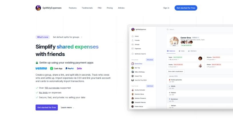 Screenshot of SplitMyExpenses