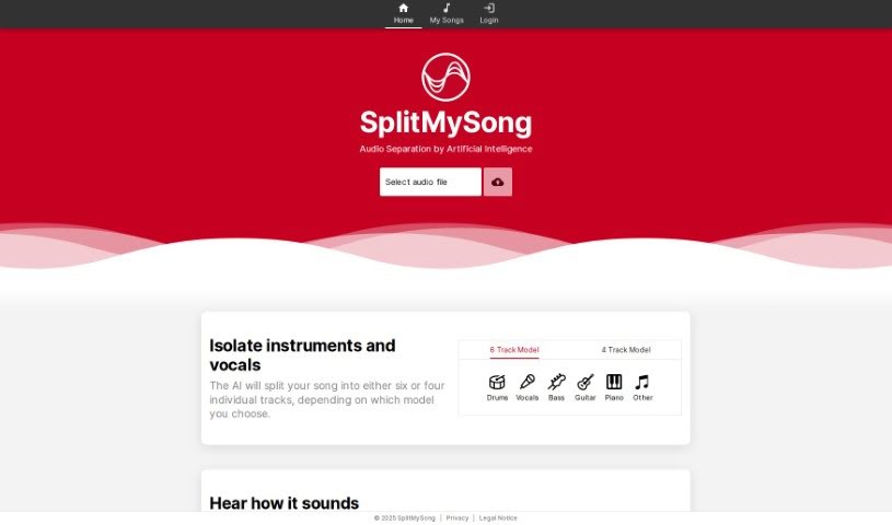 Screenshot of Splitmysong