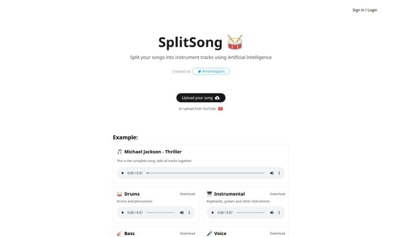 Screenshot of Splitsong