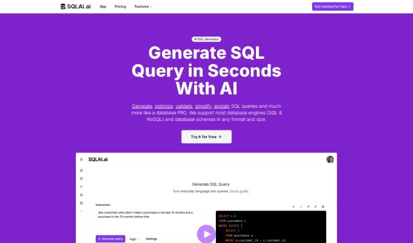 Screenshot of Sqlai.ai