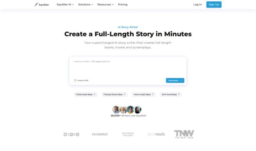 Screenshot of Squibler