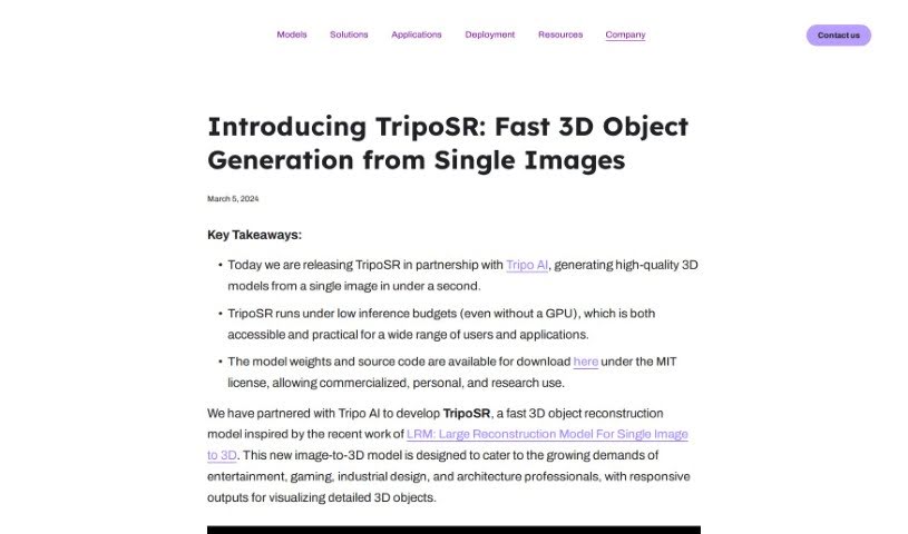 Screenshot of Stability AI TripoSR