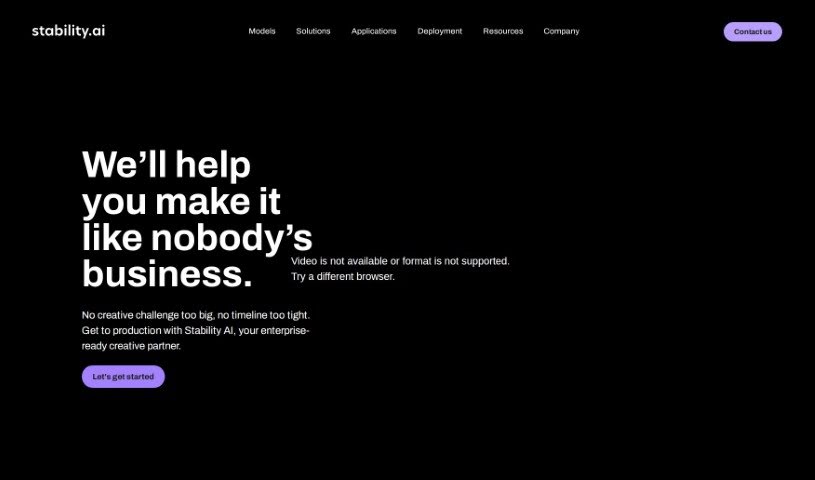 Screenshot of Stability AI