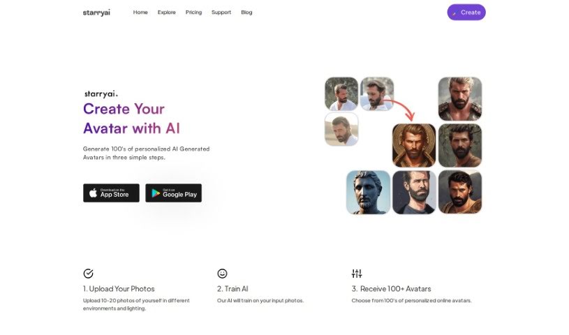 Screenshot of StarryAI AI Avatar Generator