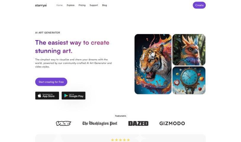 Screenshot of StarryAI