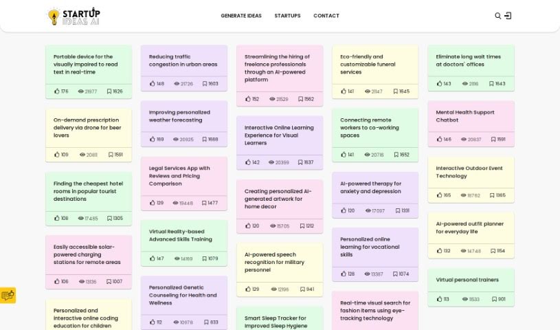 Screenshot of Startup Ideas Ai