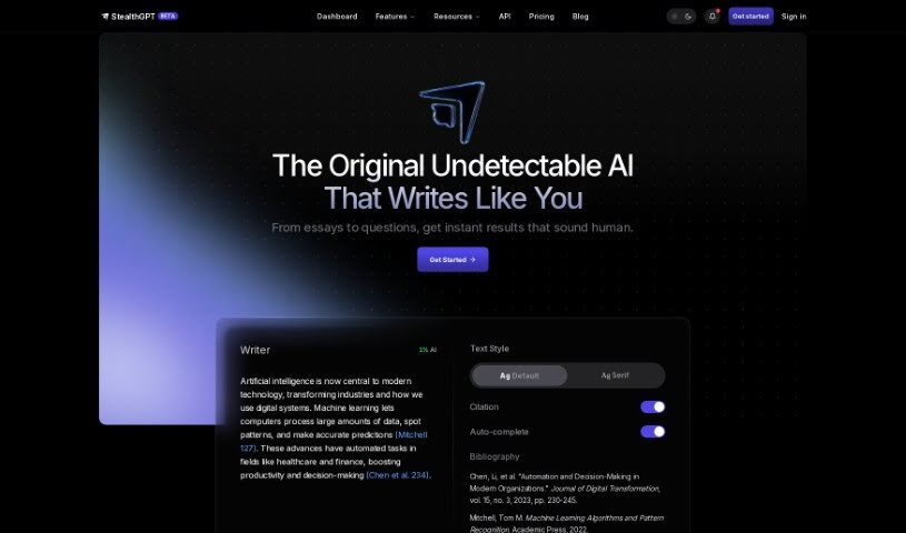 Screenshot of StealthGPT