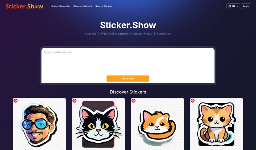 Screenshot of Sticker.show