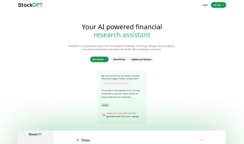 Screenshot of StockGPT