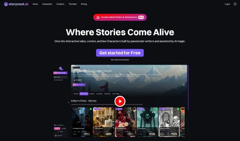 Screenshot of Storynest.ai