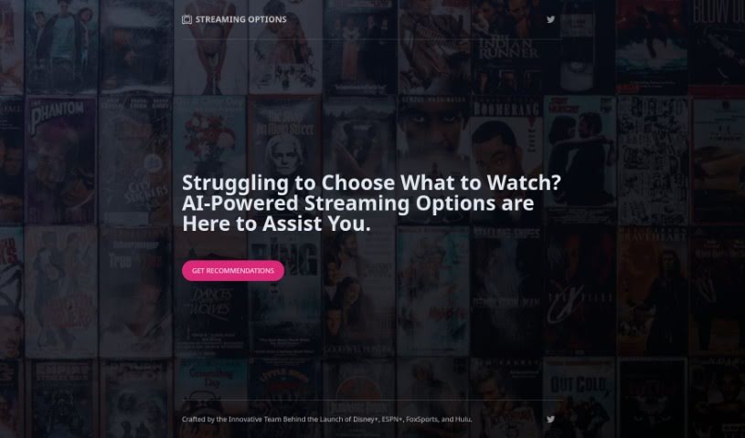 Screenshot of Streaming Options