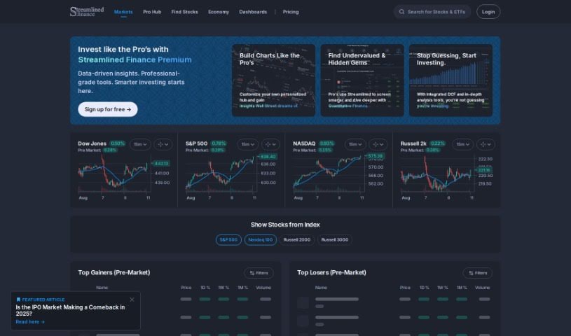 Screenshot of Streamlined Finance