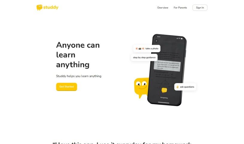 Screenshot of Studdy AI