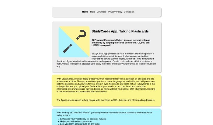 Screenshot of StudyCards App