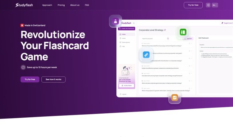 Screenshot of Studyflash AI