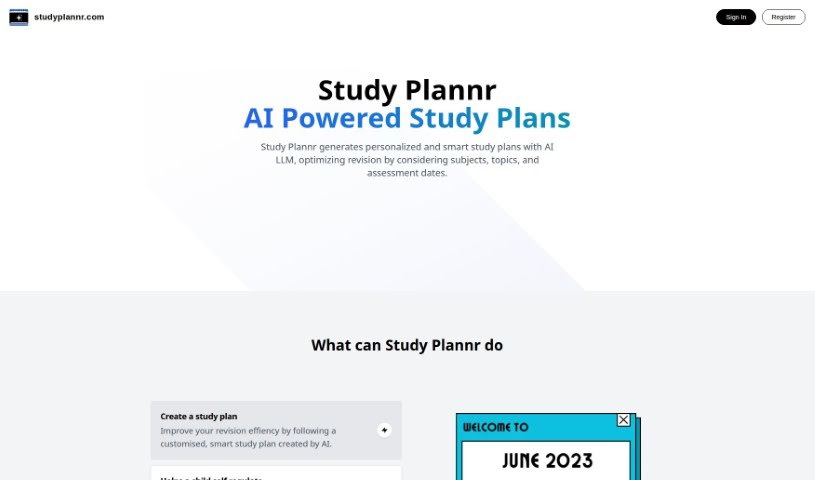 Screenshot of Studyplannr