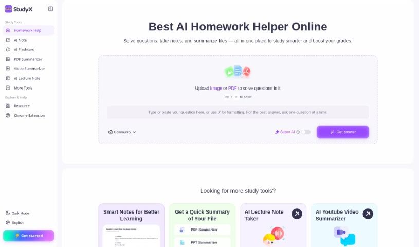 Screenshot of StudyX