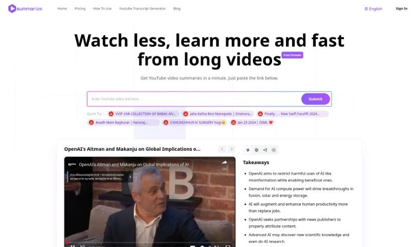 Screenshot of Summarize