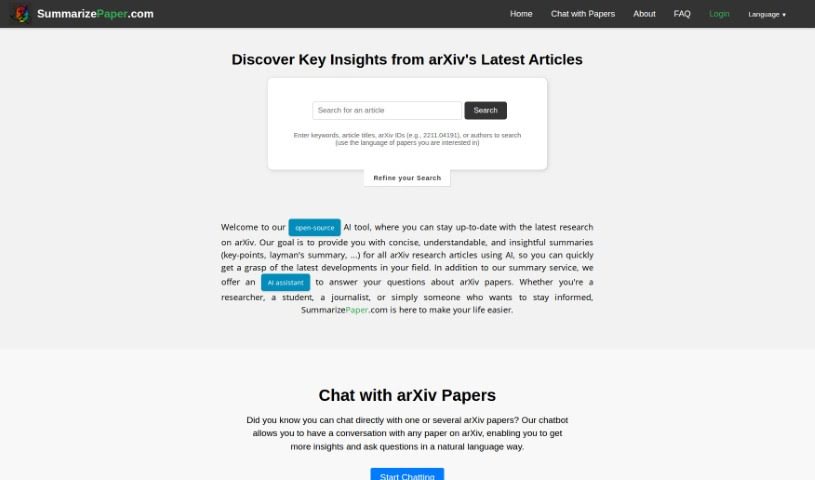 Screenshot of Summarizepaper