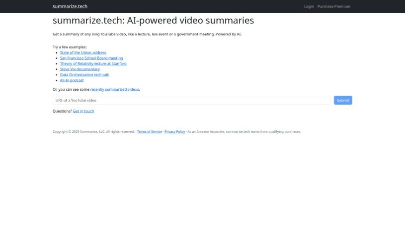 Screenshot of Summarize.tech