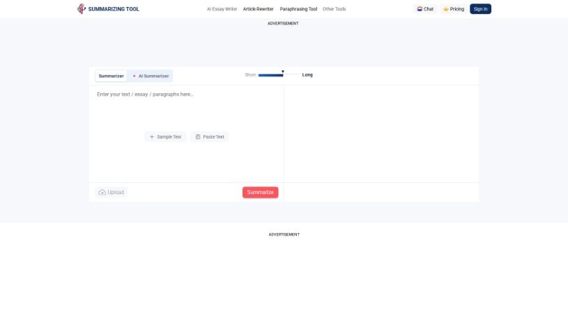 Screenshot of Summarizing Tool
