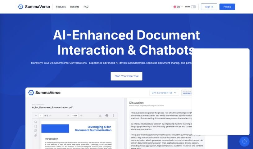 Screenshot of SummaVerse