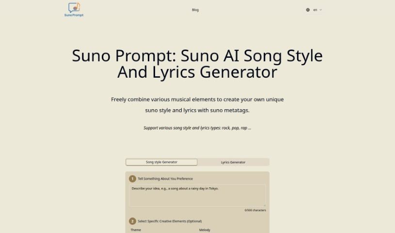 Screenshot of Suno Prompt