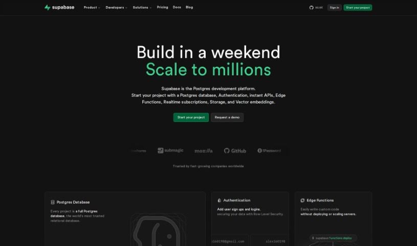 Screenshot of Supabase